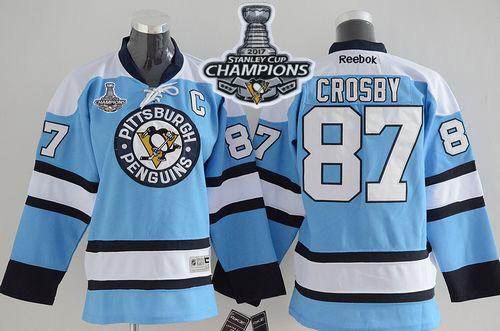 Penguins #87 Sidney Crosby Blue 2017 Stanley Cup Finals Champions Stitched Youth NHL Jersey
