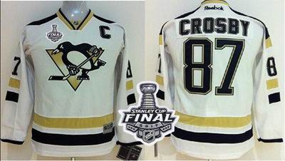 Penguins #87 Sidney Crosby White 2014 Stadium Series 2017 Stanley Cup Final Patch Stitched Youth NHL Jersey