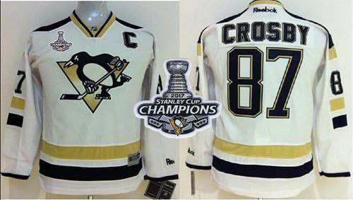 Penguins #87 Sidney Crosby White 2014 Stadium Series 2017 Stanley Cup Finals Champions Stitched Youth NHL Jersey