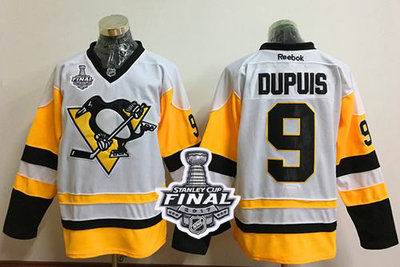 Penguins #9 Pascal Dupuis White New Away 2017 Stanley Cup Final Patch Stitched NHL Jersey