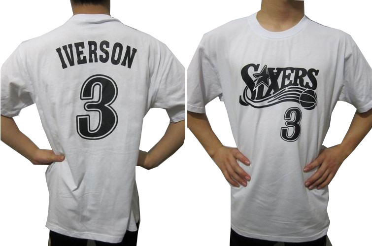 Philadelphia 76ers #3 Allen Iverson White T Shirts