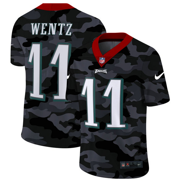 Philadelphia Eagles #11 Carson Wentz Men's Nike 2020 Black CAMO Vapor Untouchable Limited Stitched NFL Jersey