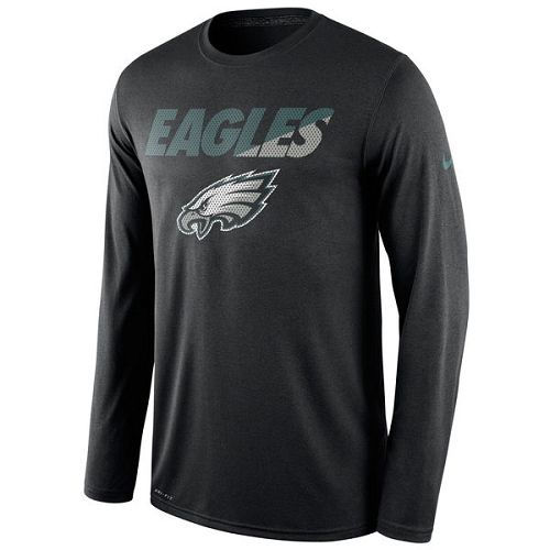 Philadelphia Eagles Nike Black Legend Staff Practice Long Sleeves Performance T-Shirt