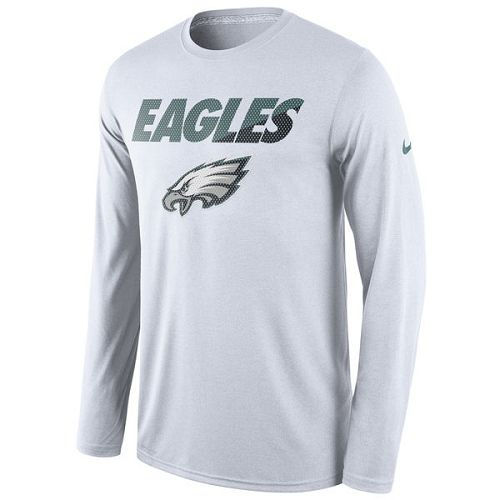 Philadelphia Eagles Nike White Legend Staff Practice Long Sleeves Performance T-Shirt