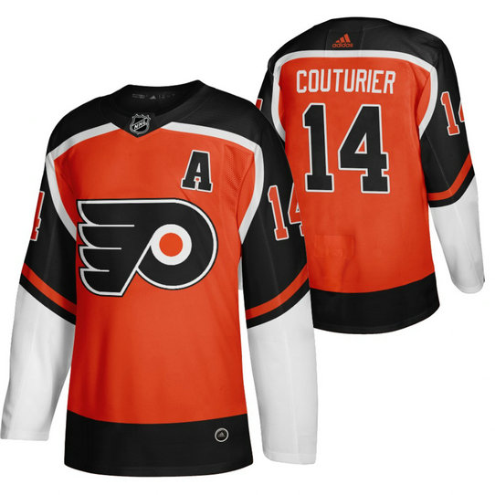 Philadelphia Flyers #14 Sean Couturier Orange Men's Adidas 2020-21 Reverse Retro Alternate NHL Jersey