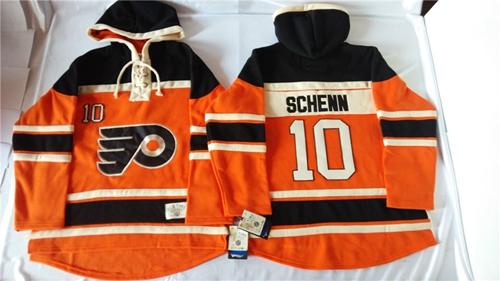 Philadelphia Flyers 10 Brayden Schenn Orange Sawyer Hooded Sweatshirt Stitched NHL Jersey
