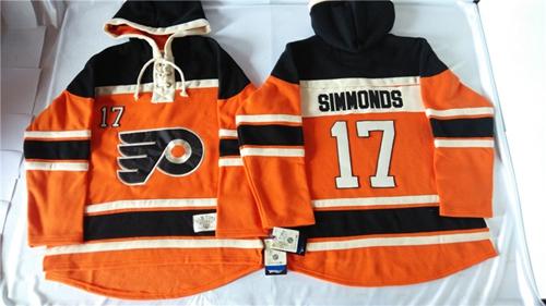 Philadelphia Flyers 17 Wayne Simmonds Orange Sawyer Hooded Sweatshirt Stitched NHL Jersey