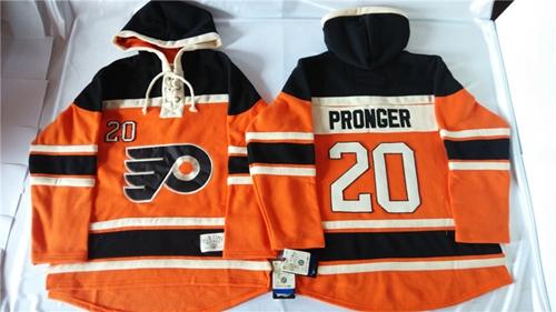 Philadelphia Flyers 20 Chris Pronger Orange Sawyer Hooded Sweatshirt Stitched NHL Jersey