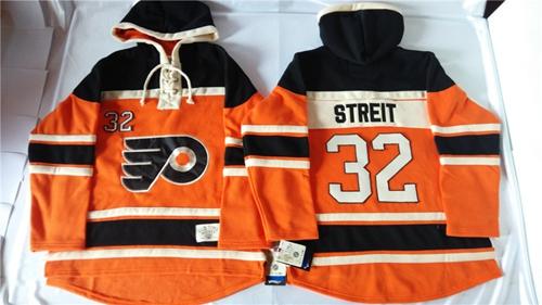 Philadelphia Flyers 32 Mark Streit Orange Sawyer Hooded Sweatshirt Stitched NHL Jersey