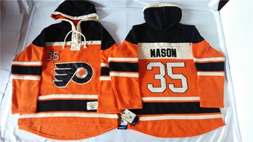 Philadelphia Flyers 35 Steve Mason Orange Sawyer Hooded Sweatshirt Stitched NHL Jersey