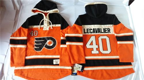 Philadelphia Flyers 40 Vincent Lecavalier Orange Sawyer Hooded Sweatshirt Stitched NHL Jersey