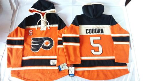 Philadelphia Flyers 5 Braydon Coburn Orange Sawyer Hooded Sweatshirt Stitched NHL Jersey