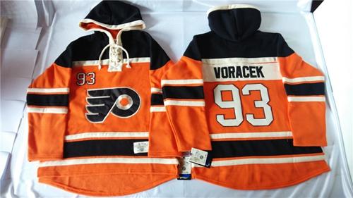 Philadelphia Flyers 93 Jakub Voracek Orange Sawyer Hooded Sweatshirt Stitched NHL Jersey
