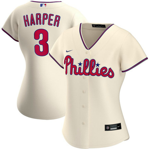 Philadelphia Phillies #3 Bryce Harper Nike Women's Alternate 2020 MLB Player Jersey Cream