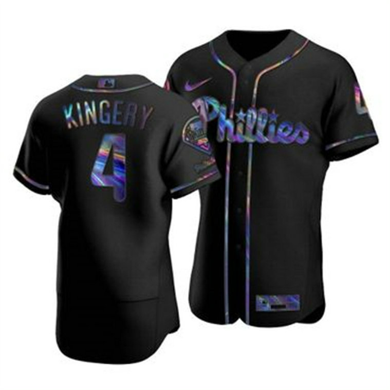 Philadelphia Phillies #4 Scott Kingery Men's Nike Iridescent Holographic Collection MLB Jersey - Black
