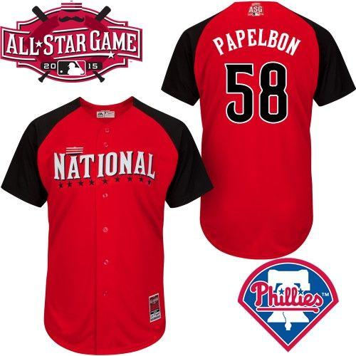Philadelphia Phillies 58 Jonathan Papelbon Red 2015 All-Star National League Baseball Jersey