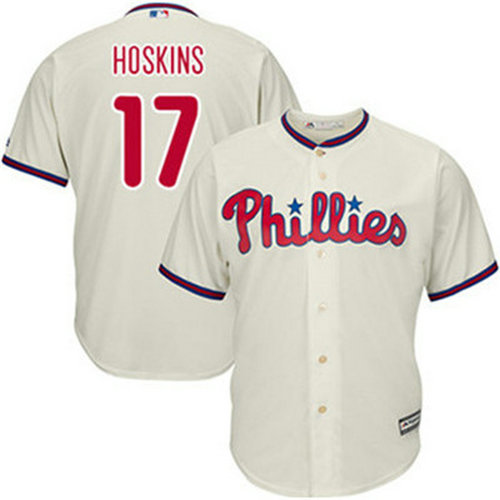 Phillies #17 Rhys Hoskins Cream Cool Base Stitched Youth MLB Jersey