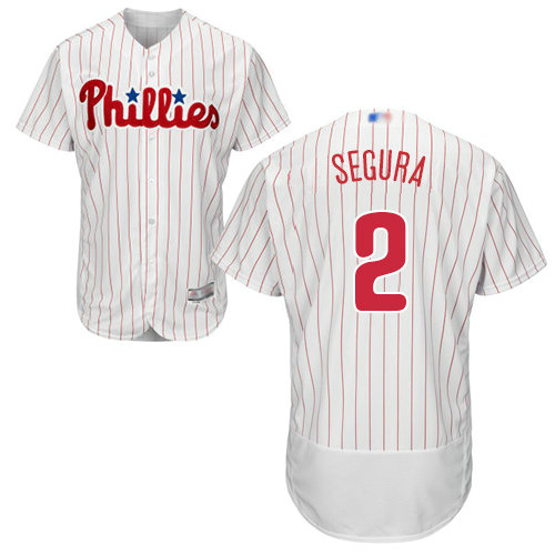 Phillies #2 Jean Segura White(Red Strip) Flexbase Authentic Collection Stitched Baseball Jersey