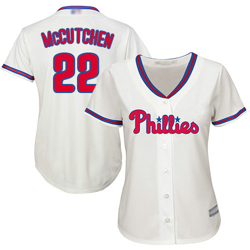 Phillies #22 Andrew McCutchen Cream Alternate Women's Stitched Baseball Jersey