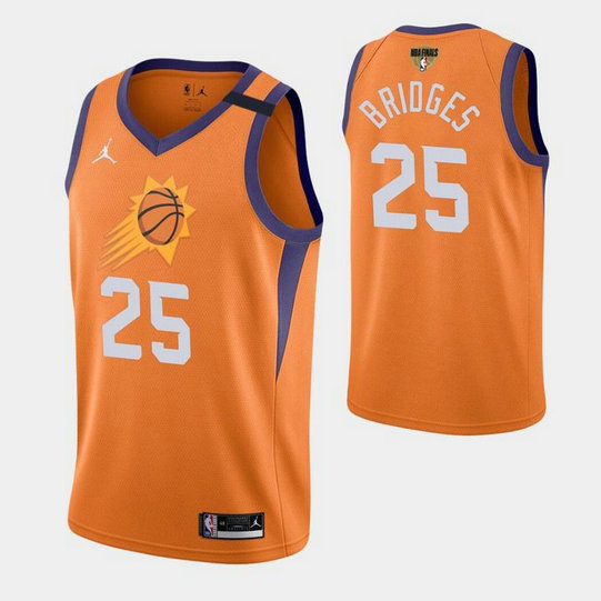 Phoenix Suns #25 Mikal Bridges Men's 2021 NBA Finals Bound Statement Edition NBA Jersey Orange