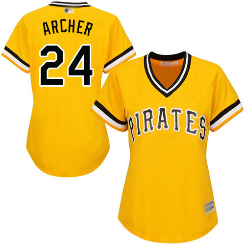 Pirates #24 Chris Archer Gold Alternate Women's Stitched Baseball Jersey