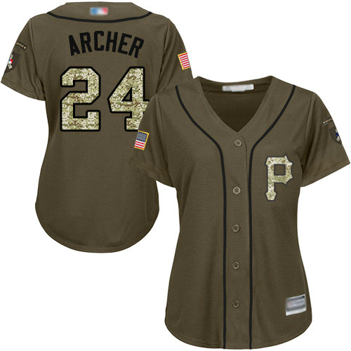 Pirates #24 Chris Archer Green Salute to Service Women's Stitched Baseball Jersey
