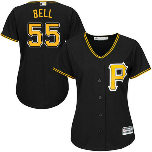 Pirates #55 Josh Bell Black Alternate Women's Stitched MLB Jersey_1