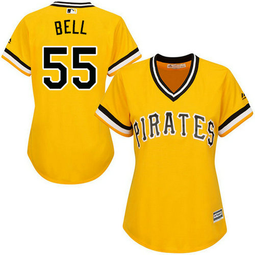 Pirates #55 Josh Bell Gold Alternate Women's Stitched MLB Jersey_1