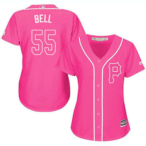 Pirates #55 Josh Bell Pink Fashion Women's Stitched MLB Jersey_1