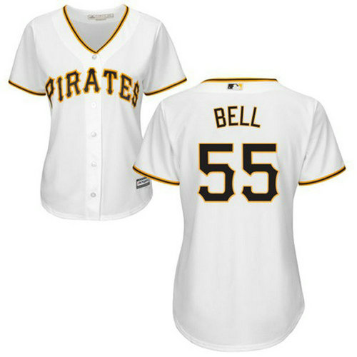 Pirates #55 Josh Bell White Home Women's Stitched MLB Jersey_1