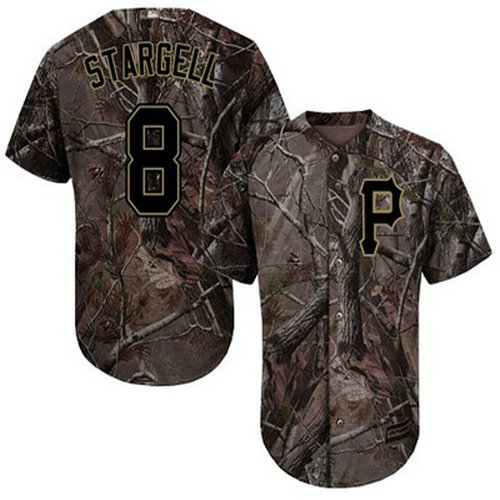 Pirates #8 Willie Stargell Camo Realtree Collection Cool Base Stitched Youth Baseball Jersey