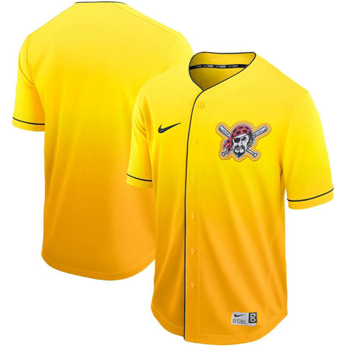 Pirates Blank Gold Fade Authentic Stitched Baseball Jersey