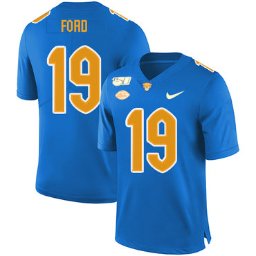 Pittsburgh Panthers 19 Dontez Ford Blue 150th Anniversary Patch Nike College Football Jersey