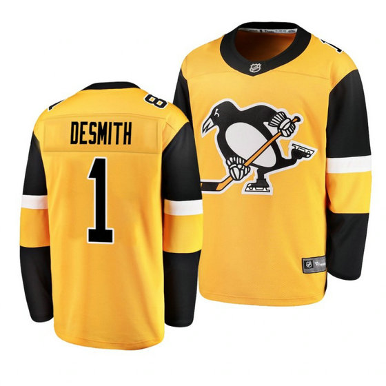 Pittsburgh Penguins #1 Casey DeSmith Yellow 2021 Jersey