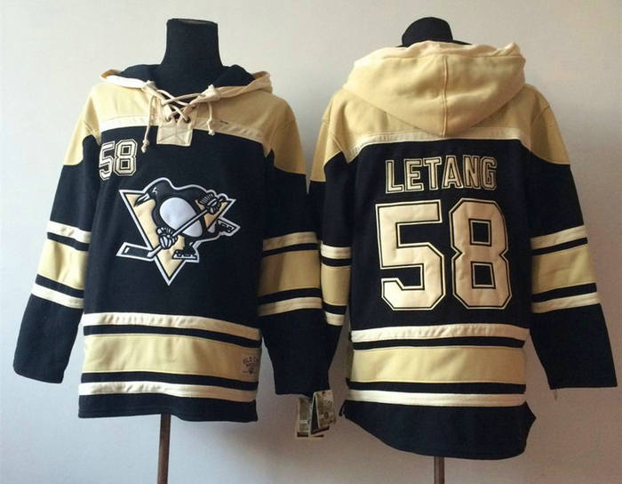 Pittsburgh Penguins 58 Kris Letang Black NHL hockey hoddies