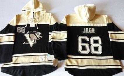 Pittsburgh Penguins 68 Jaromir Jagr Black Sawyer Hooded Sweatshirt NHL Jersey