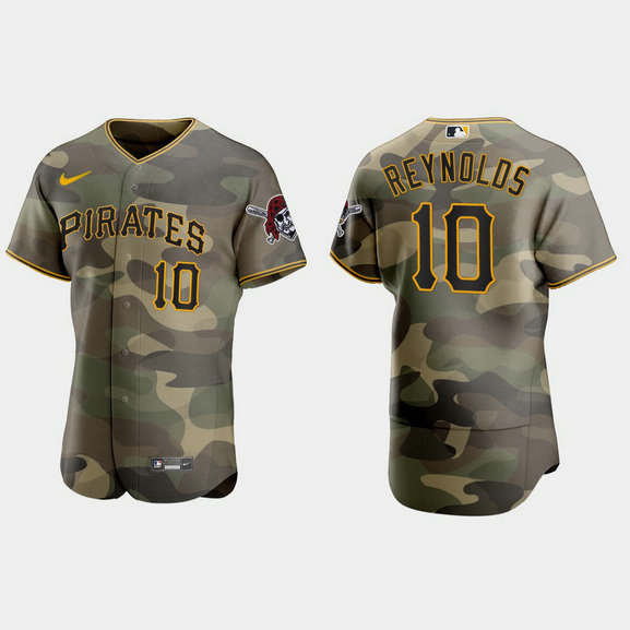 Pittsburgh Pirates #10 Bryan Reynolds Men's Nike 2021 Armed Forces Day Authentic MLB Jersey -Camo