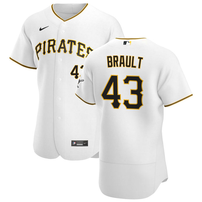 Pittsburgh Pirates #43 Steven Brault Men's Nike White Home 2020 Authentic Player MLB Jersey