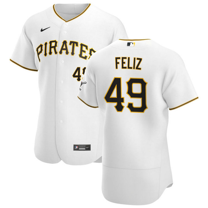 Pittsburgh Pirates #49 Michael Feliz Men's Nike White Home 2020 Authentic Player MLB Jersey