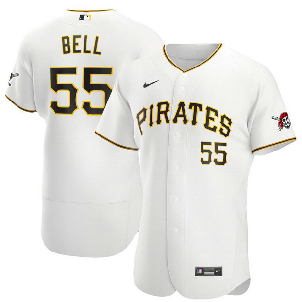 Pittsburgh Pirates #55 Josh Bell Men's Nike White Home 2020 Authentic Player MLB Jersey