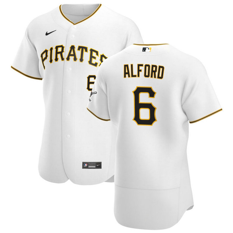 Pittsburgh Pirates #6 Anthony Alford Men's Nike White Home 2020 Authentic Player MLB Jersey