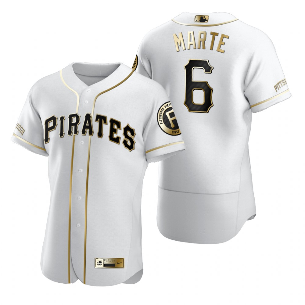 Pittsburgh Pirates #6 Starling Marte White Nike Men's Authentic Golden Edition MLB Jersey