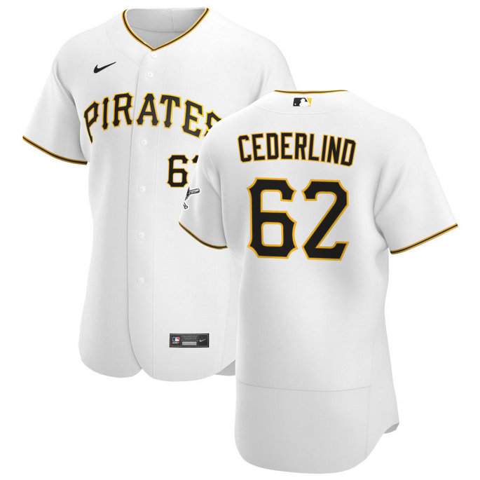 Pittsburgh Pirates #62 Blake Cederlind Men's Nike White Home 2020 Authentic Player MLB Jersey