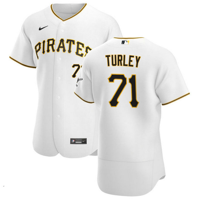 Pittsburgh Pirates #71 Nik Turley Men's Nike White Home 2020 Authentic Player MLB Jersey