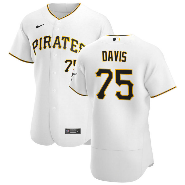 Pittsburgh Pirates #75 Austin Davis Men's Nike White Home 2020 Authentic Player MLB Jersey
