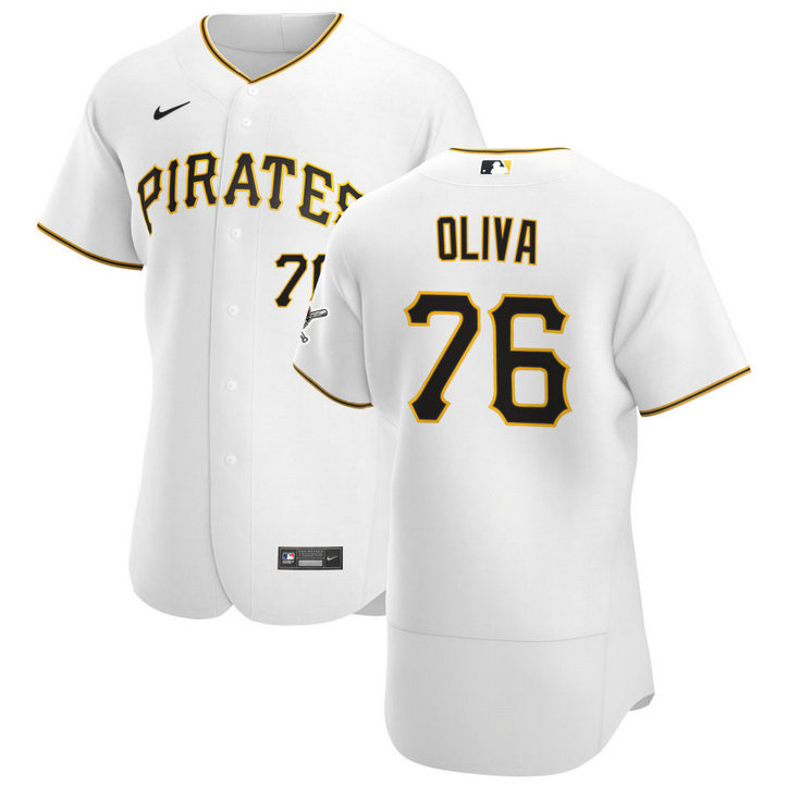 Pittsburgh Pirates #76 Jared Oliva Men's Nike White Home 2020 Authentic Player MLB Jersey