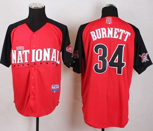 Pittsburgh Pirates 34 A. J. Burnett Red 2015 All-Star National League Baseball Jersey