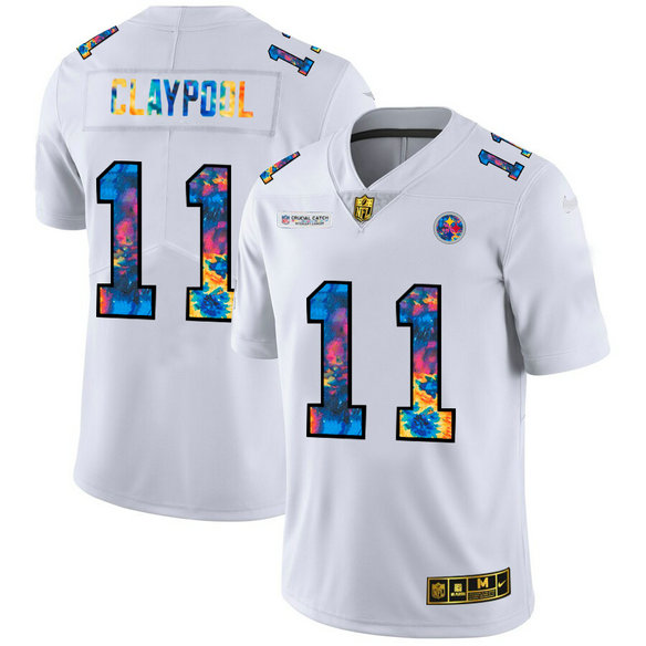 Pittsburgh Steelers #11 Chase Claypool Men's White Nike Multi-Color 2020 NFL Crucial Catch Limited NFL Jersey
