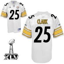 Pittsburgh Steelers #25 Ryan Clark Black 2011 Super Bowl XLV jerseys white