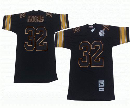 Pittsburgh Steelers #32 Franco Harris black black number mitchellandness throwback jerseys